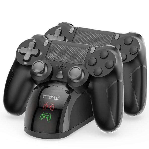 Charger Dock Station for PS4, 1.8 Hrs Fast Charging for PS4 Charging Station, with LED Indicator Charging Chip, Dual USB Charger Dock for PS4/PS4 Slim/PS4 Pro Charger