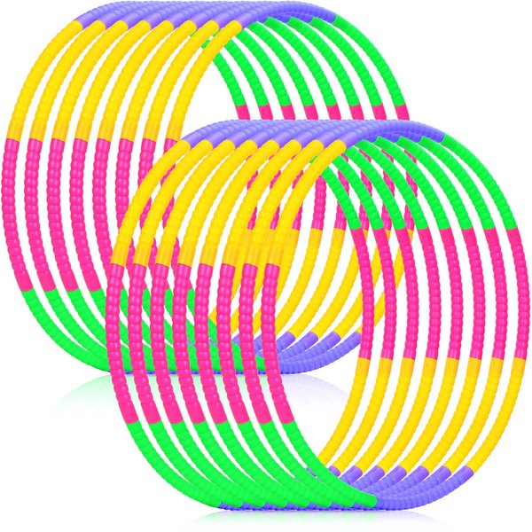 Vinsot 8 Pieces Toy Hoop Detachable Plastic Hoops Exercise Equipment Toy Adjustable Rings for Sports Playing Party Game Dance Pet Training
