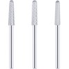 3 Pieces Nail Drill Bits Cone Shape Carbide Bit Carbide Nail Drill Bits for Manicure Pedicure Tools Machine, 3/32 Inch Shank Size, Grit Size XF, F, M (Silver)