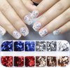 Independence Day Nail Art Glitter Flakes 12 Grids Nail Sequins Star Nail Supplies Mixed Blue Red Sequins Crafts Charms Designs DIY USA Nail Decorations Nail Art Accessories for Women Girl