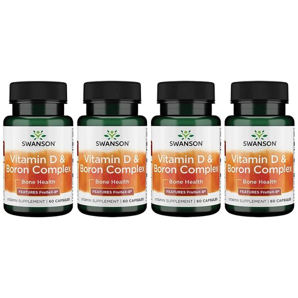 Swanson Vitamin D & Boron 60 Capsules (4 Pack)
