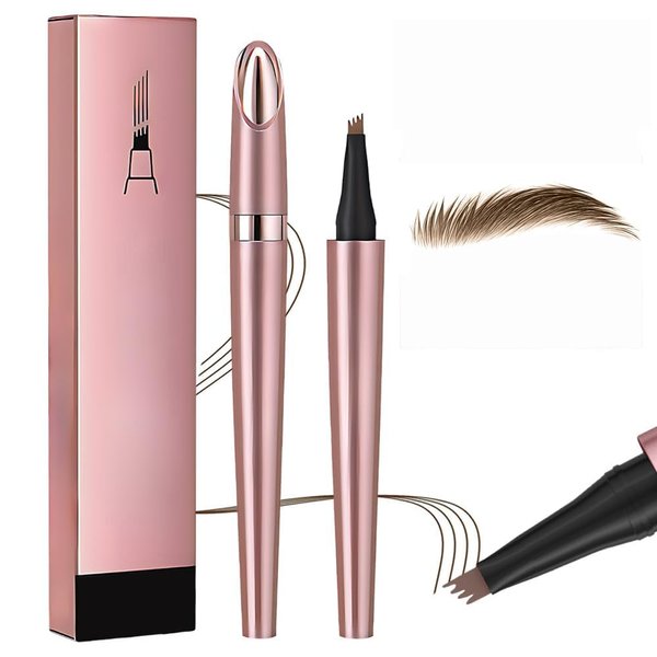 Generic 2024 New Eyebrow Microblading Pen, 3D Microblading Eyebrow Tattoo Pencil 4 Fork Tip, Waterproof Eyebrow Pencil, Natural Fine Stroke Microblading Eyebrow Pencil (Light Brown)