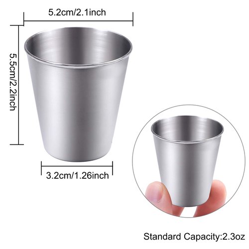 Ruisita 12 Pieces Stainless Steel Shot Cups Stainless Steel Shot Glass Drinking Tumbler (2.3 Ounce/70 ml)