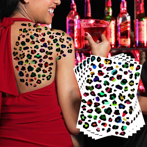 Leopard Print Temporary Tattoos, 6-Sheet Realistic Leopard Skin Tattoo Stickers for Adults and Kids, Perfect for Halloween and Costume Parties (Multi-colored)
