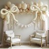 4 Pcs Bow Balloons Cream White Bow Decorations for Girls Women Bow Themed Birthday Party Supplies for Baby Shower, Gender Reveal, Wedding, Bachelorette, Bridal Shower Event Decor 26 x 24 in