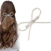 Mxxipp Bow Hair Clips,Rhinestone Crystal Bowknot Clips for Women Girls,Silver Hair Accessories for Party Halloween Vanlentine Mothers' Day（1PCS）
