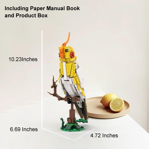 LUXEBLOCKS Bird Building Blocks Bricks Set Toys Kit- A White Cockatiel Parrot Standing on The Branch,331pcs Compatible for Lego Parrot Bricks Bird Bricks Set, Great Presents for The Adult Blocks Toy