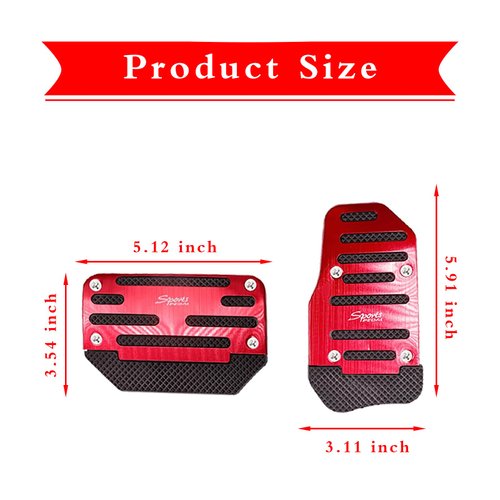 Tesnaao 2 PCS Car Non-Slip Pedal Pads Set, Accelerator Pedal Covers, Car Brake Pedal Protectors, Automatic Automobile Accessories, Universal for Most Cars, Trucks and Vans (Red)