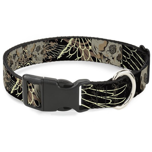 Buckle-Down PC-W30275-S Plastic Clip Collar, Skulls, 1" Wide-Fits 9-15" Neck-Small