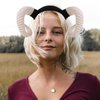 Homoyoyo Sheep Horn Headband Cosplay Hair Accessories Costumes Hair Clips Cosplay Outfits Gothic Antelope Horn Headband Headdress for Party Performance Hair Hoop Flash Trumpet Big Horn Goat