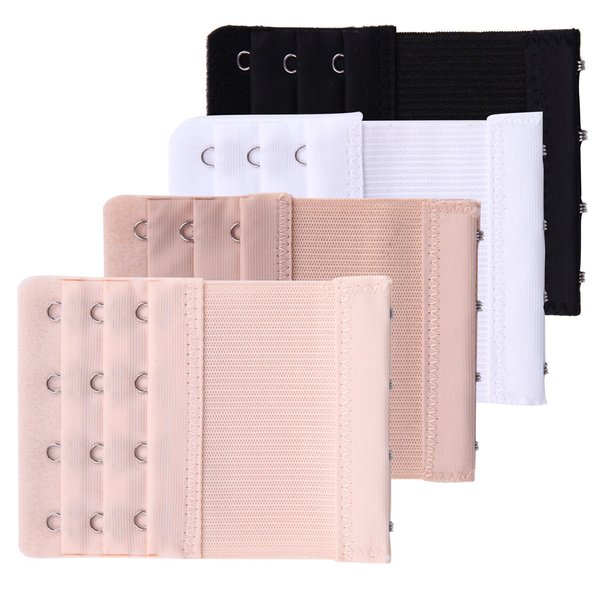 Senkary 4 Pieces Bra Extenders 4 Hooks 3 Rows Elastic Bra Strap Extension for Women (Multicoloured)