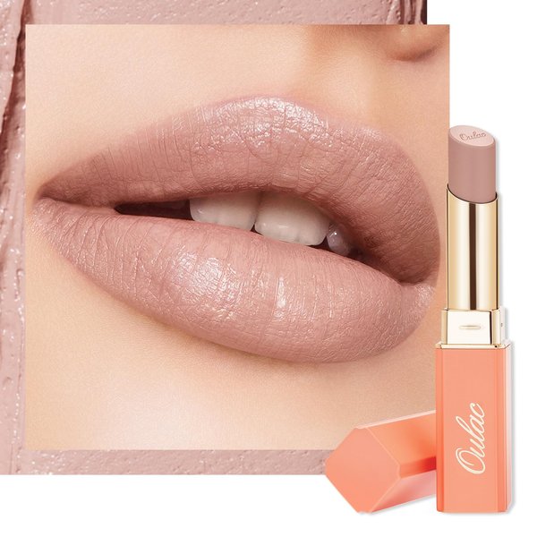 Oulac Beige Lipsticks for Women, Pale Nude Matte Lip Base, Full Coverage Lip Color, Satin Matte Finish, Cream Texture, Hydrating, Infused with Hyaluronic Acid, Vegan & Clean Beauty 4g SG01 Bare