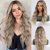 HAIRCUBE Long Ombre Blonde Lace Front Wigs for Women,Natural Wavy Middle Parting Synthetic Wigs Lace Wigs…
