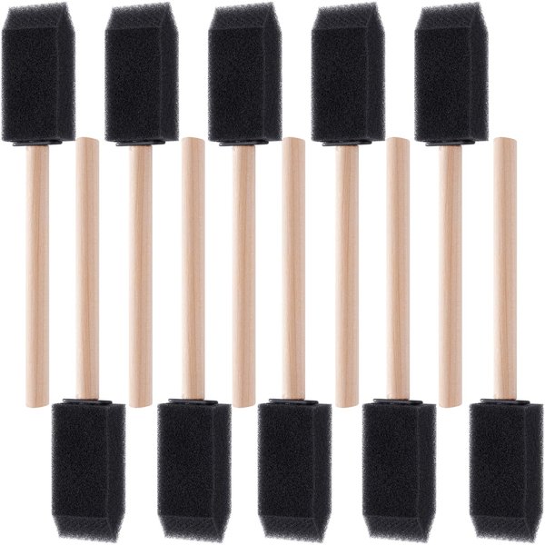 VARMDUKKE 10PCS Foam Paint Brushes, 0.98 Inch Reusable Sponge Brushes for Painting, Easy Grip Small Foam Paint Brushes with Wooden Handles, Sponge Brushes for Varnishes, Staining, DIY Crafts - Black