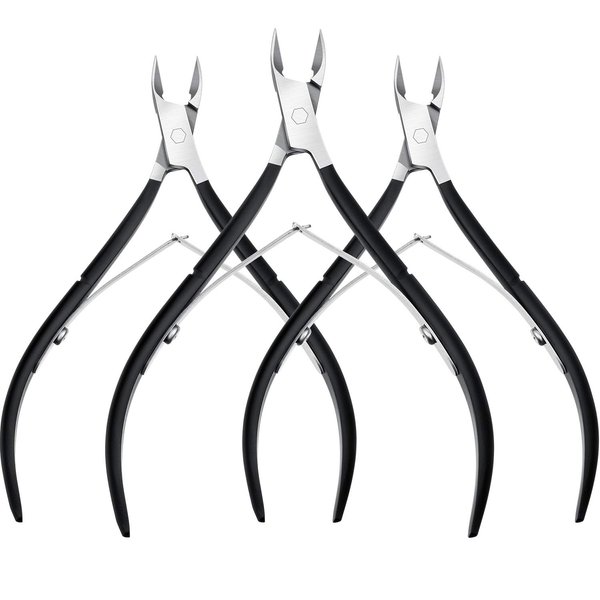 3 Packs Cuticle Cutter Cuticle Nippers Pointed Blade Cuticle Trimmer Stainless Steel Nail Clippers Manicure Tool for Fingernails No Cuticle Pusher (Black)