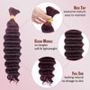 IXIMII Burgundy Deep Wave Human Braiding Hair 18 inch 100g 100% Human Hair Bulks 99j Color No Weft Curly Hair Extensions for Boho Braids