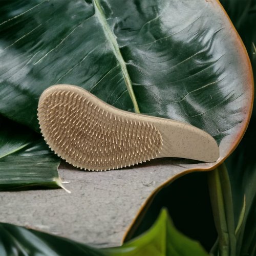 Eco-Friendly Detangler Brush w/Scalp Massager| Anit-Knot for Smooth & Frizz-Free Hair| Wet & Dry Scalp Exfoliator w/Soft Silicone Bristles| Dandruff Removal & Hair Growth (KHAKI)