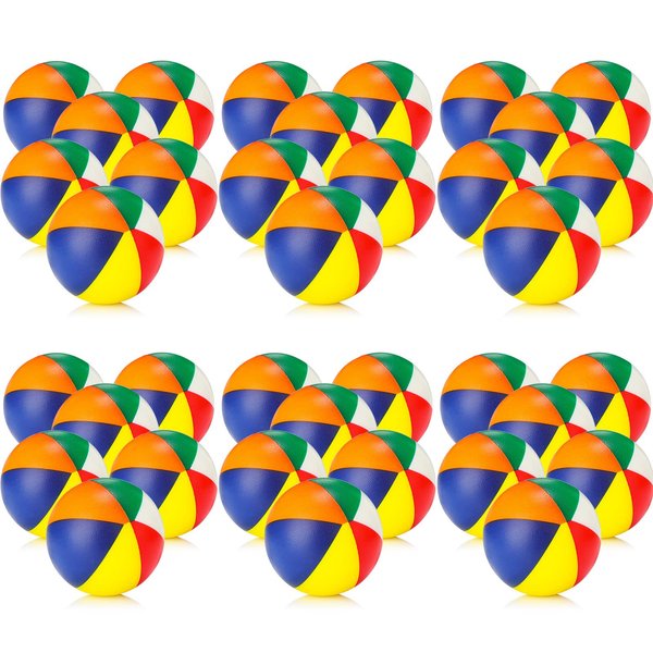 36 Pcs Beach Stress Ball 2.5 Inch Summer Mini Stress Relief Balls Rainbow Squeeze Toys Pu Foam Squeezy Balls for Girls Boys Adults Beach Birthday Party Favors Water Pool Games (Multicolor)