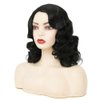 Amnenl Black Finger Wave Wigs for Women Long Curly 1920s Wig Vintage Wigs Lady Synthetic Cosplay Costume Wig