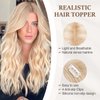 Rich Choices 100% Remy Human Hair Clip in Topper Silk Base Top Hairpiece for Women Hand-made Toppee Hair piece 120% Density Middle Part with Thinning Hair 10 Inch #18P613 Ash Blonde&Bleach Blonde 35g