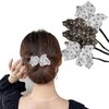 4 Pcs Hair Bun Maker-Flowers Deft Bun Maker Magic Donut Hair Bun Maker French Hairstyle Twist Bun Hair Accessories for Girls Hair(2 Black+2 White)