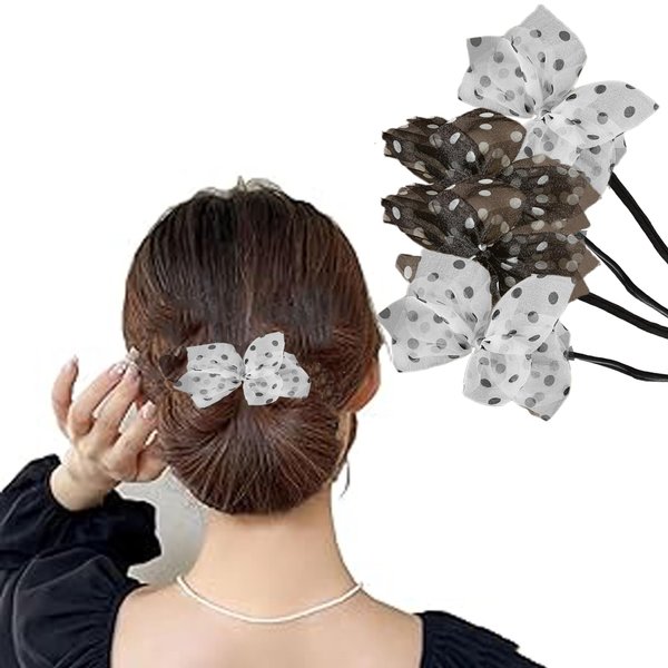4 Pcs Hair Bun Maker-Flowers Deft Bun Maker Magic Donut Hair Bun Maker French Hairstyle Twist Bun Hair Accessories for Girls Hair(2 Black+2 White)