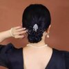 4 Pcs Flower Leaf Elastic Hair Ties Crystal Ponytail Holders Rhinestone Hair Scrunchies Hair Rubber Bands Ropes Hair Accessories for Women Girls