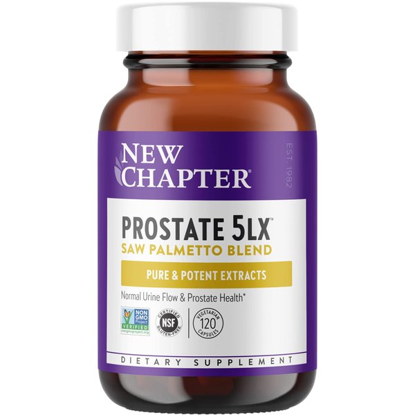 New Chapter Prostate Supplement - Prostate 5LX™ with Clinical Strength Saw Palmetto + Fermented Selenium for Prostate Health - 120 ct Vegetarian Capsule