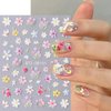 5D Flower Nail Art Stickers, 5D Embossed Floral Nail Decals Daisy Small Flower Floral Nail Art Supplies Luxurious Spring Summer Nail Design for Women Manicure Decoration(4 Sheets)