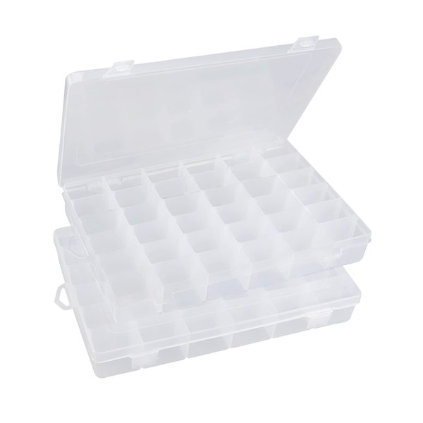 Beoccudo Tackle Box Fishing 3600 Tackle Box Organizer 2 Pack Clear Tacklebox Bead Organizer Box Plastic Organizer Tackle Storage Boxes with Dividers