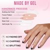 30 PCS Pink French Tip Press On Nails Short Almond,Medium Fake Nails French Nails Press ons,Oval Acrylic Nails Glue on Nails Medium,Natural Short Almond Nails False Nails for Women in 15 Sizes