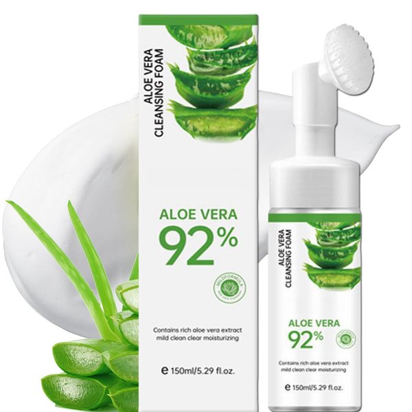 Aloe Vera Face Wash for Dry Sensitive Skin, Foaming Facial Cleanser, Amino Acid Gentle Face Cleanser, Hydrating Foaming Face Wash for Sensitive Skin, Moisturizing Facial Cleansing Washes for Acne Skin