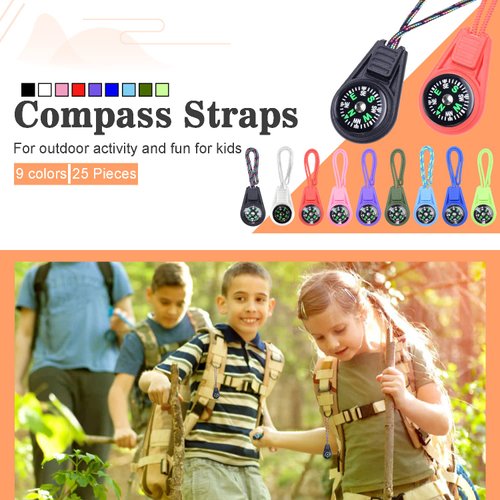 25 Pack Compass for Kids Compass Hiking, Mini Compass Survival, Small Compass Bulk, Boy Scout Compass Party Favor Pocket