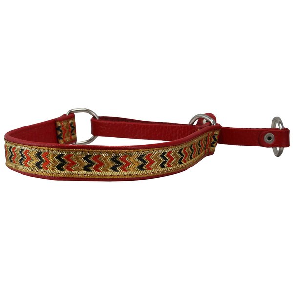 Genuine Leather 3/4" Wide Martingale Dog Collar Choker, Fits 13"-15.5" Neck