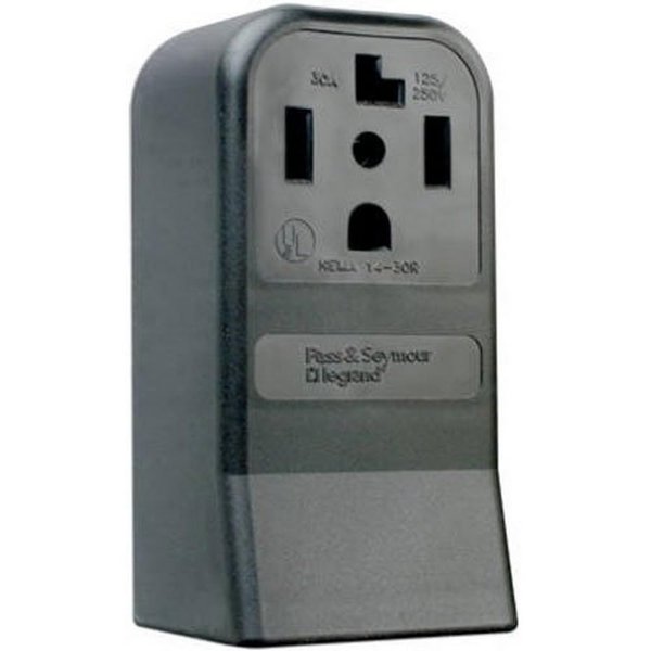 Legrand Pass & Seymour 3884CC6 30 Amp 125/250V 3 Pole 4 Wire Dryer Power Outlet Surface Receptacle, NEMA 14 30R, Black (1 Count)