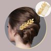 4 PCS Leaf Hair Side Combs, Gold Leaf Hair Comb Clips with Teeth Gold Hair Barrette Rhinestone Wedding Headpiece Hair Accessories for Women, Girls, Bride, Bridesmaid