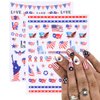 8 Sheets Independence Day Nail Stickers 4th of July Nail Art Stickers 3D Self-Adhesive American Flag Nail Design Decals American Flag Nail Decals for Patriotic Women DIY Nail Decoration