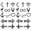 Oottati 2 Sheets Waterproof Small Cute Fake Hand Neck Finger Temporary Tattoos Stickers Cross Heart Deer Anchor Moon Diamond Totem