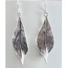 Wavy Leaf on Sterling Silver Dangle Earrings Bohemian Boho