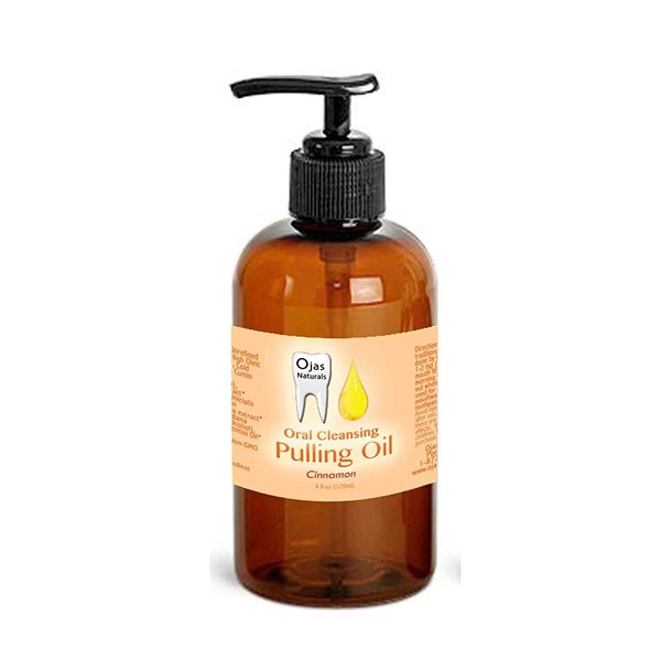 4 oz - Cinnamon Oral Pulling Oil - Made with Sesame Oil, Black Seed Oil, Calendula - Lightly Sweetened w/Stevia - Sugar Free - Coconut Oil Free