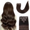 Clip in Hair Extensions Real Human Hair 18Inch 120g/set Straight Human Hair Clip in Extensions 7pcs Thick Remy Brazilian Human Hair Clip ins for Women Medium Brown Color