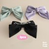 iRIIRIO 3pcs Hair Barrettes With Solid Colors Bows Hair Clips with Bowknot for French Hair Style for Girls Women (black/green/purple)