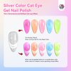 SAVILAND 15ml Glitter Silver Cat Eye Gel Nail Polish Castor Oil Vitamin E: Cateye Gel Polish Soak Off U V LED Nail Lamp Reflective Shining Magnetic Gel Nail Polish Nail Art Magnet Home DIY Nail Salon