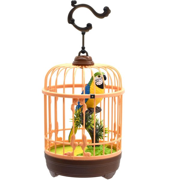 JOCOUNY Mini Voice-Activated Birds Birdcage Toys, Chirping Parrot Birds Animals Toy for Baby Toddler Kids Children Birthday Home Decor (HL518-1B)