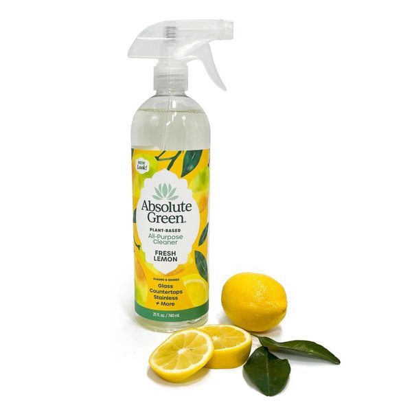 Absolute Green 100% Natural All Purpose Cleaner, Multi-Purpose Use: Counters, Glass, Stainless,Fixtures & More, Safe Around Kids & Pets 25oz (1Pack) LEMON