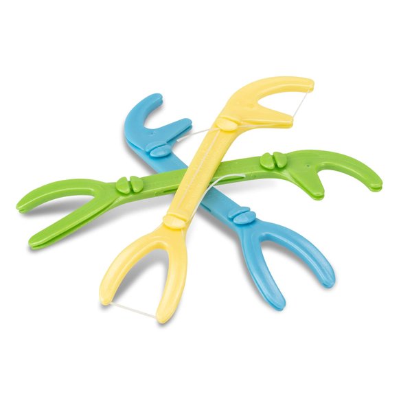 Floss-Hands, Reusable Dental Floss Holder, Two Angles at Once, Individually Packaged, Bulk Pack of 50