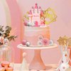 19PCS Princess Cake Topper Castle Cake Decoration for Girl with Snowflake and Stars for Girl Kid Happy Birthday Party Decorations Princess Baby Shower Supplies (Pink)
