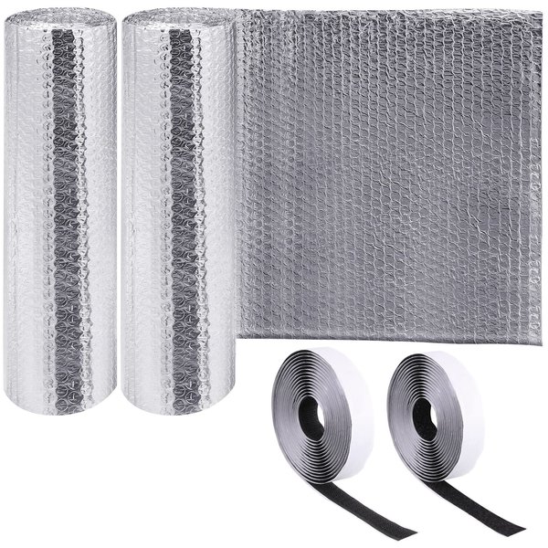 Frienda RV Door Window Insulation Kit Double Reflective Foil Insulation Reflective Bubble Insulation Foam Reflective Aluminum Foil Thermal Insulation for RV (Silver,120 x 16 Inches)