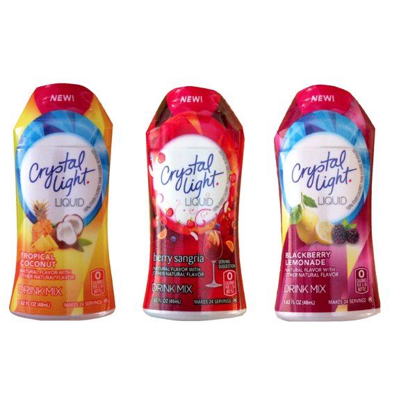Crystal Light Liquid Variety Drink Mix 1.62 Fl Oz Tropical Coconut , Berry Sangria , Blackberry Lemonade