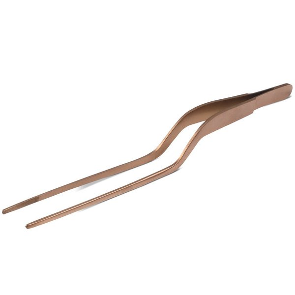 JB Prince Rose Gold Colored Offset Fine Tip Tweezer 7.8"